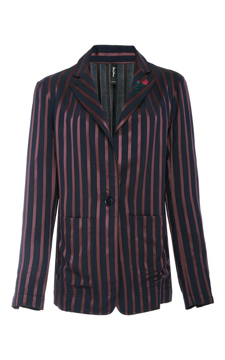 Adam Selman Satin Stripe Blazer