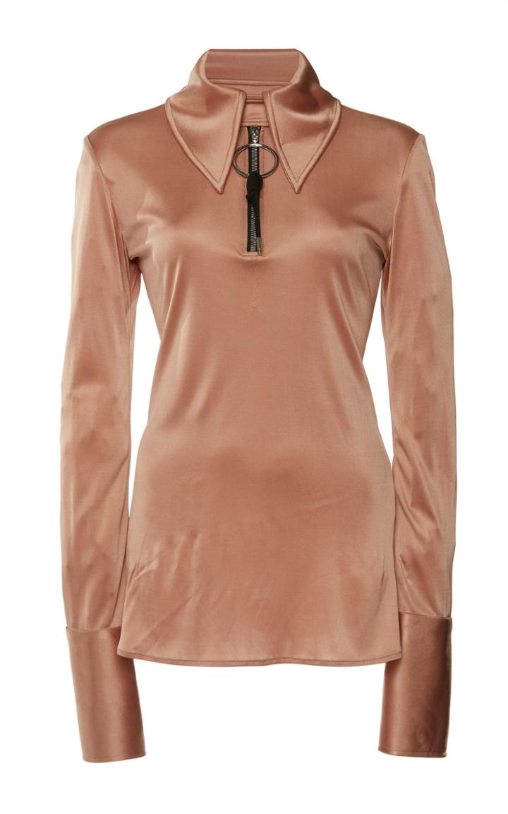 Ellery Mcshine Crepe De Chine Zip Front Top