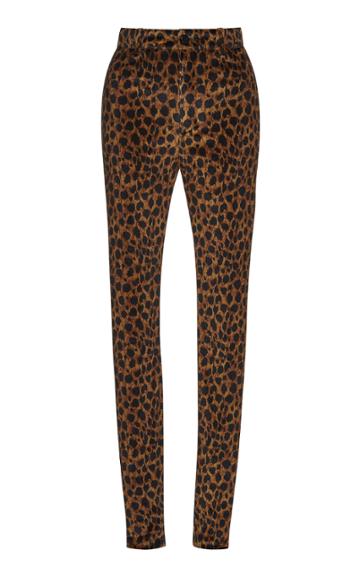 The Attico High-waisted Leopard-print Velvet Skinny Pants