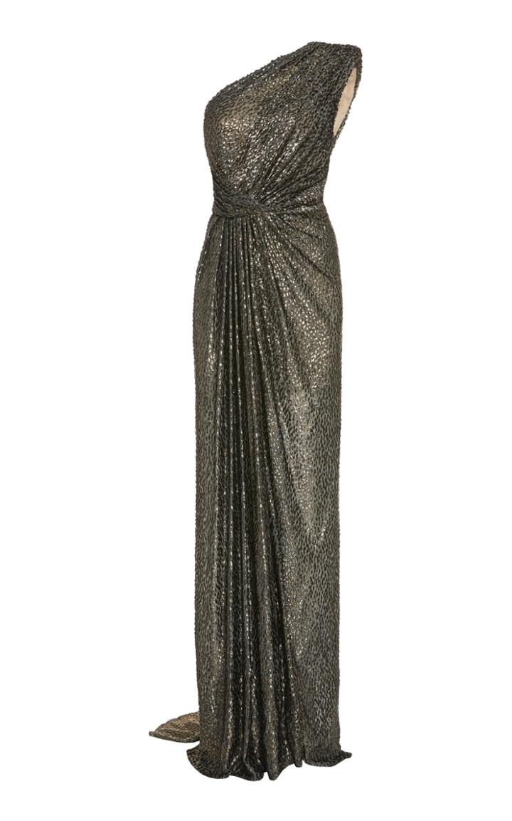 Monique Lhuillier Metallic Draped Gown