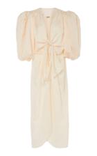 Johanna Ortiz Bow-detailed Satin-jacquard Midi Dress