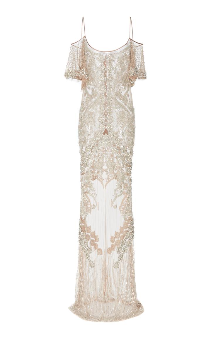 Amen Couture Embroidered Off-the-shoulder Gown