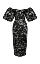 Moda Operandi Rasario Puff-sleeve Polka-dot Silk Organza Off-the-shoulder Midi Dress