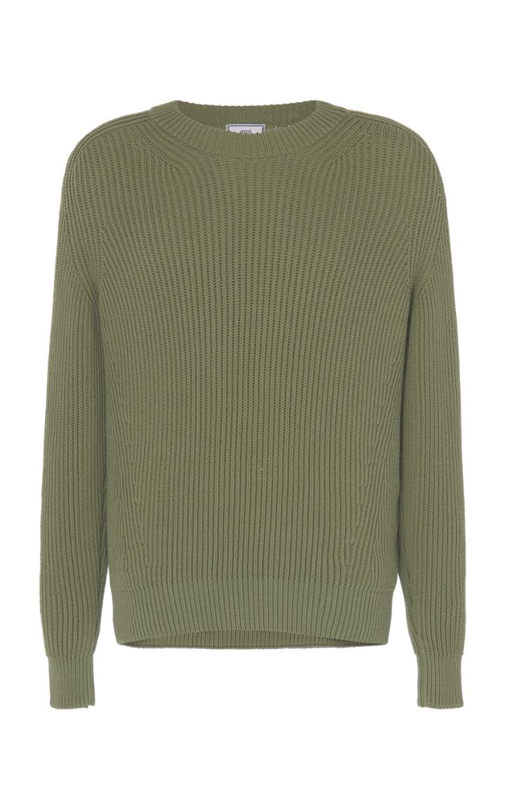 Ami Ribbed-knit Cotton Sweater