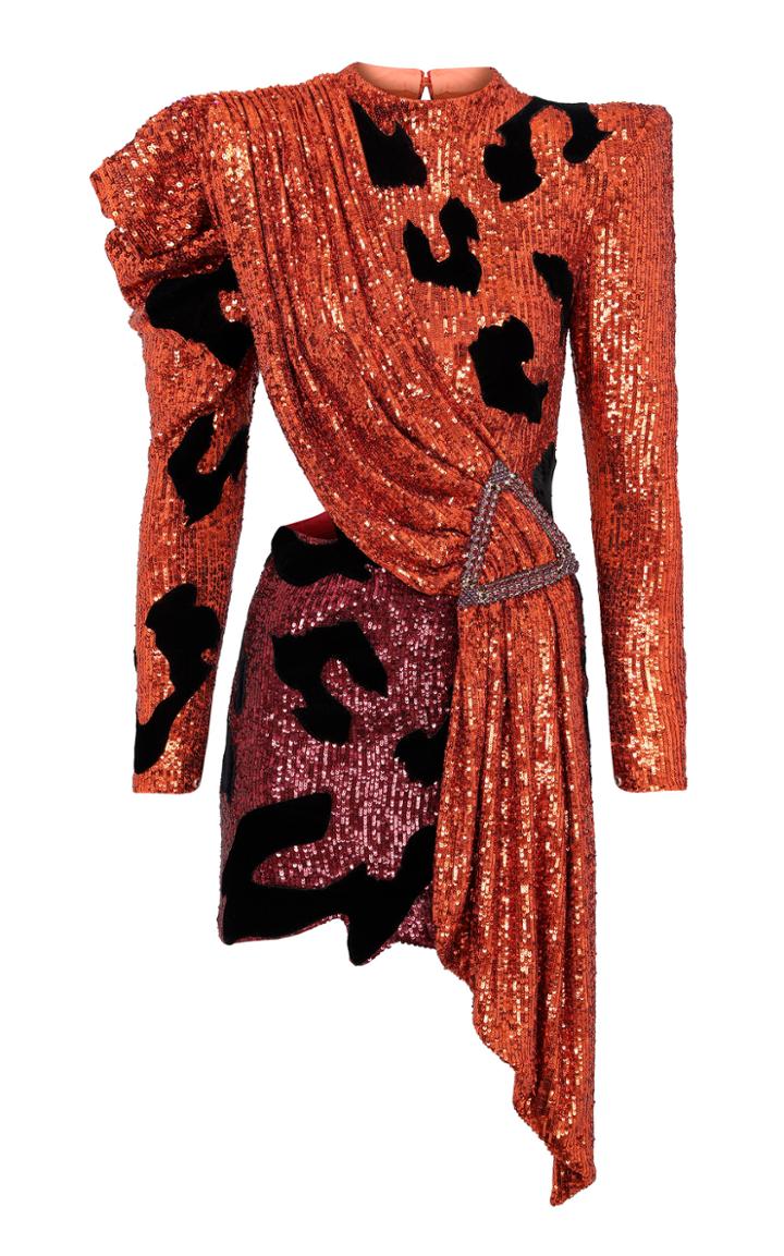 Moda Operandi Raisa Vanessa Draped Sequined Mini Dress