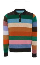 The Elder Statesman Rugby Stripe Cashmere Collared Shirt