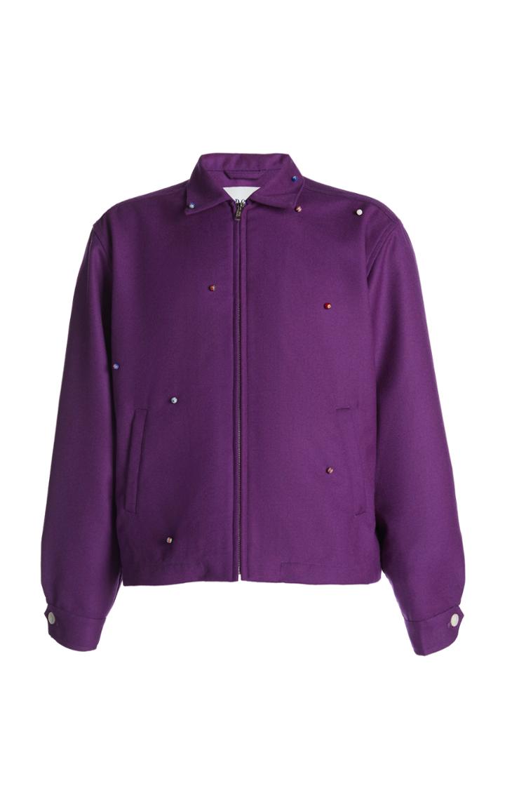 Moda Operandi Bode Wool Gabardine Jacket With Glass Beads