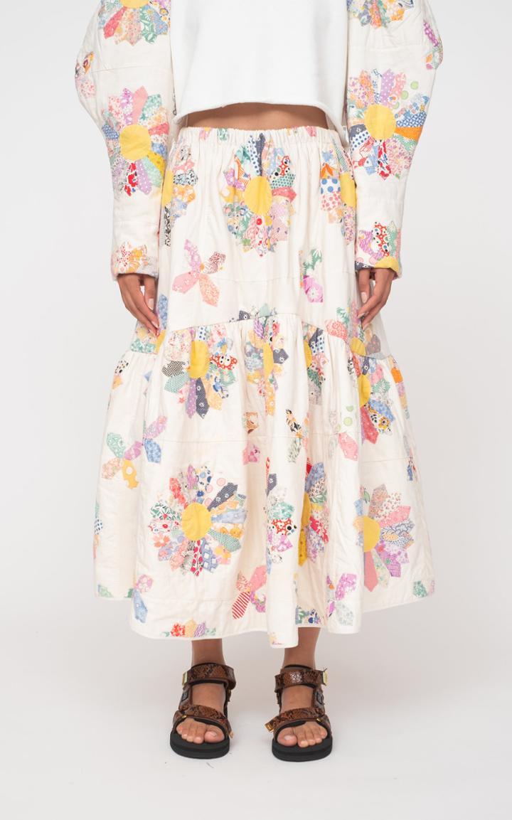 Moda Operandi Sea Linden Patchwork Quilted Cotton Skirt