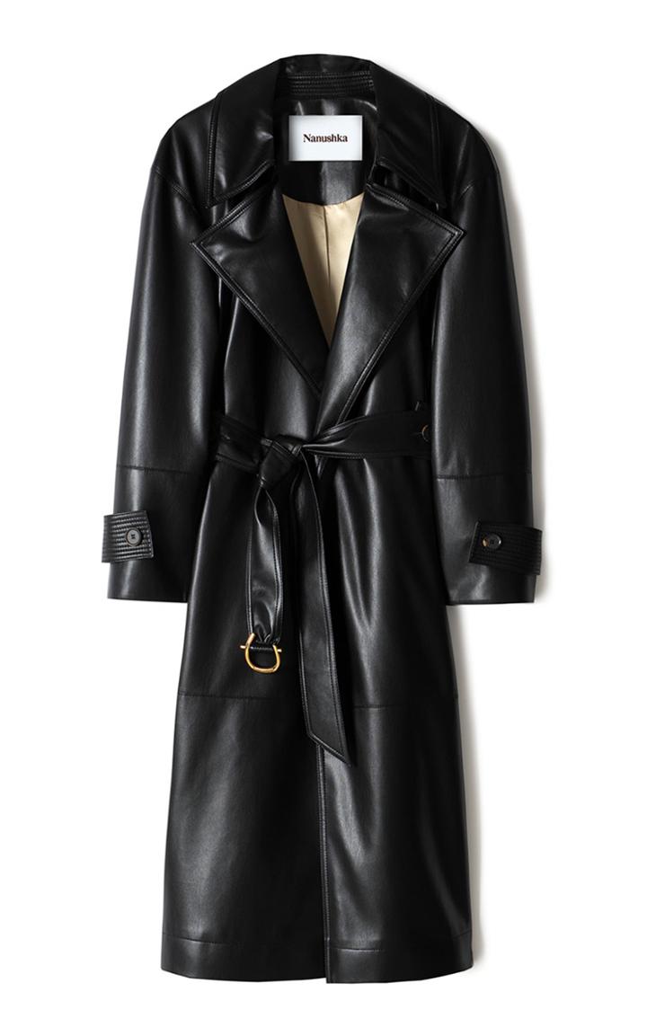 Moda Operandi Nanushka Amal Oversized Vegan Leather Trench Coat