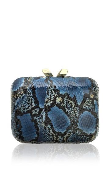Preorder Kotur Large Morley Snakeskin Clutch In Blue