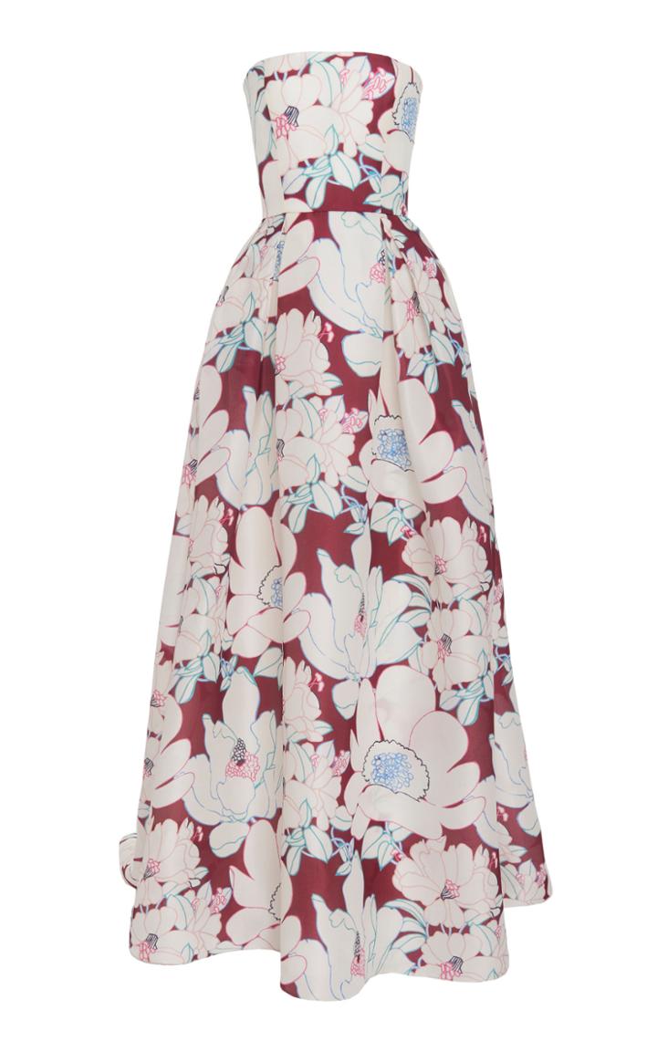 Carolina Herrera Strapless Floral Ball Gown