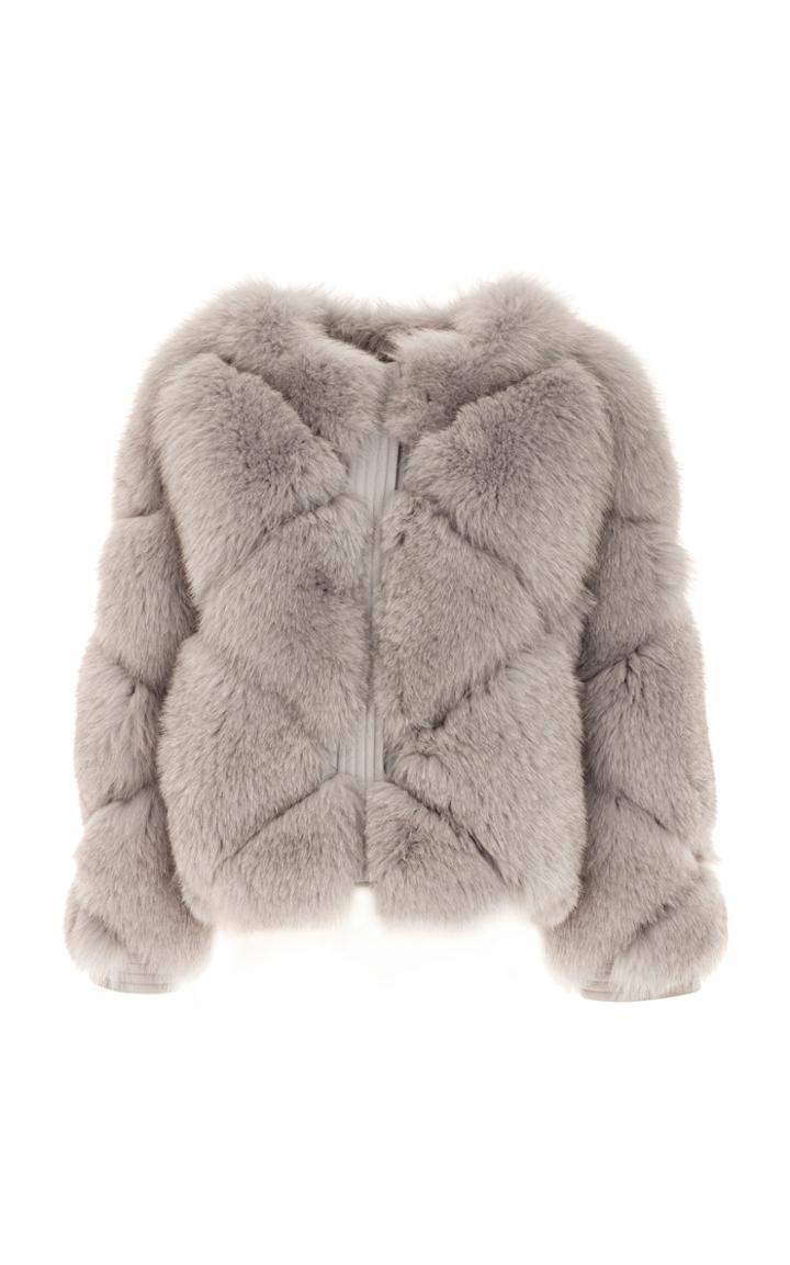 Genny Grey Fur Bomber Coat