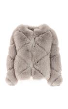 Genny Grey Fur Bomber Coat