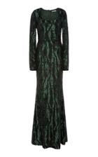 Rachel Gilbert Dinah Sequin Long Sleeve Gown