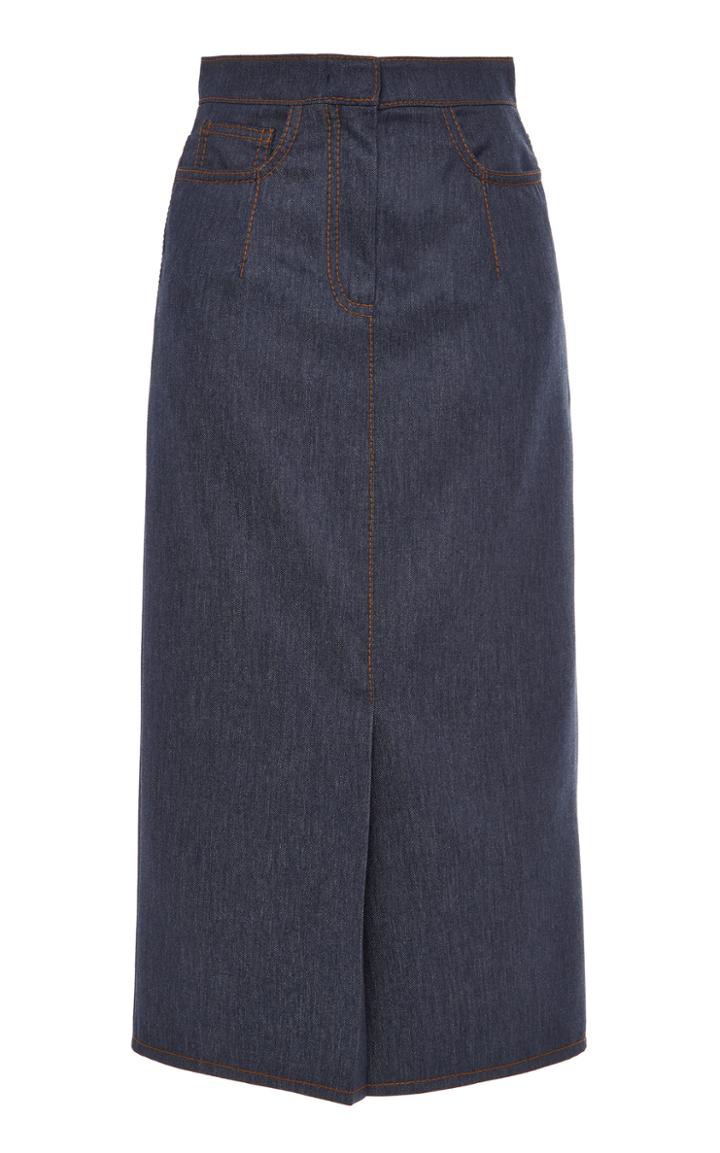 Moda Operandi Agnona Denim-effect Wool Midi Skirt