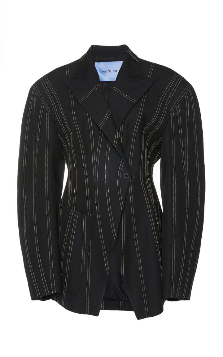 Mugler Sculpted Spiral-seam Virgin Wool Jacket