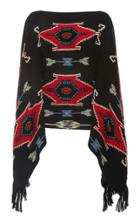 Ralph Lauren Intarsia-knit Fringed Silk Poncho Sweater