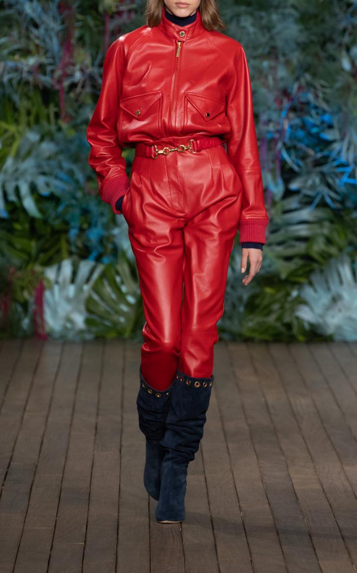 Alberta Ferretti Leather Straight-leg Pants