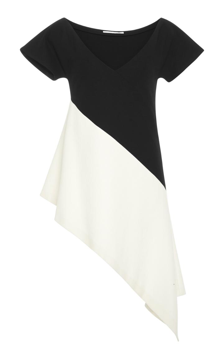 Rosetta Getty Two-tone Asymmetric Stretch-jersey Top