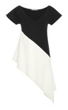 Rosetta Getty Two-tone Asymmetric Stretch-jersey Top