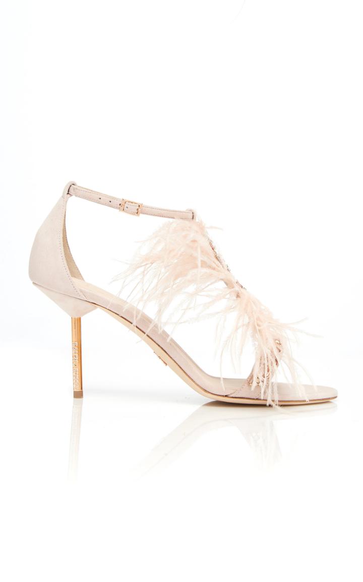 Ralph & Russo T-bar Sandal Feather Sandals