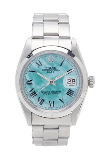Vintage Watches Rolex Date Pale Aqua Green Pearlized Roman Dial