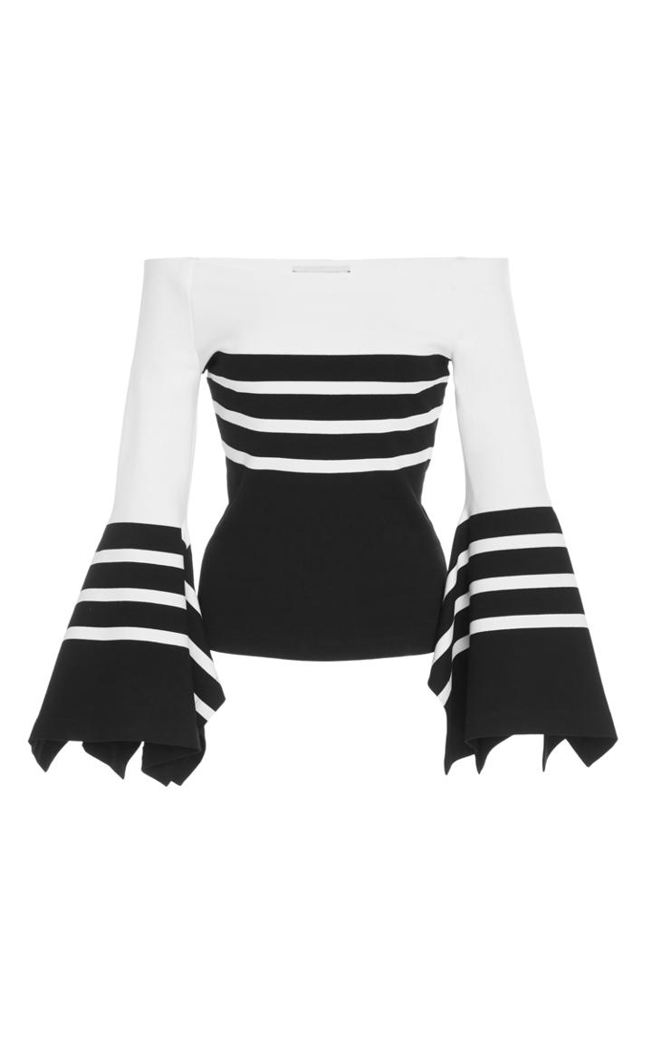 Rosetta Getty Off The Shoulder Knit Scarf Hem Top