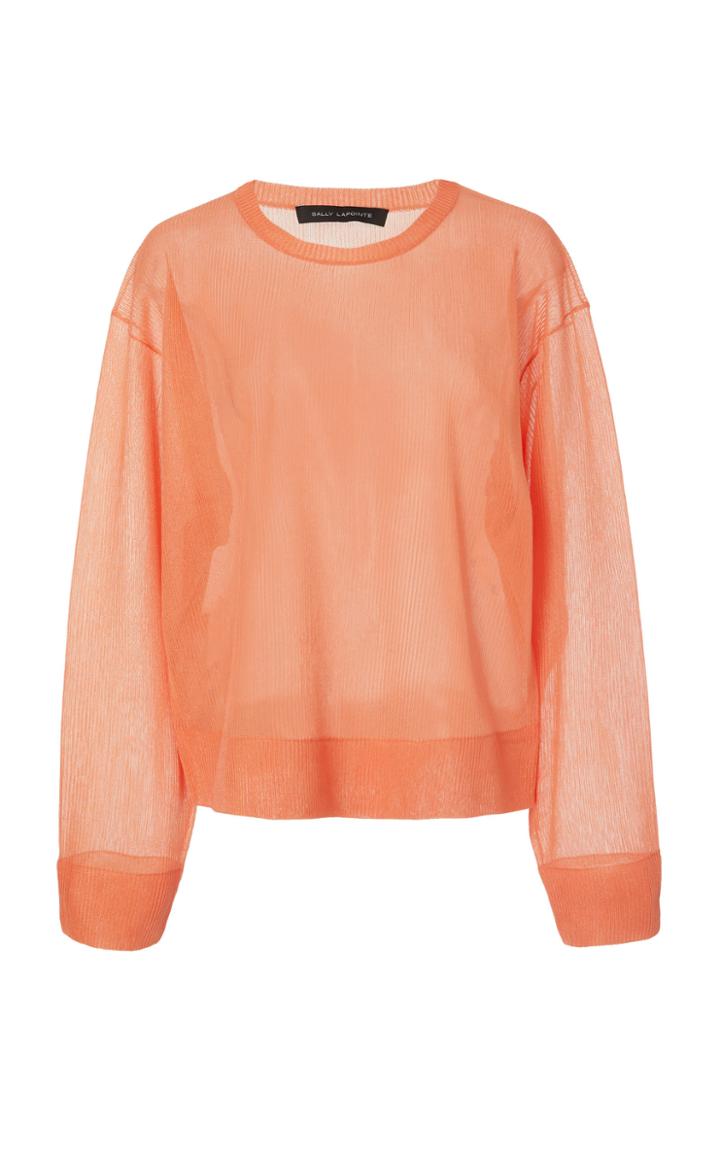 Sally Lapointe Boxy Long-sleeve Metallic Mesh Top