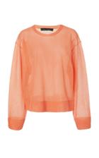 Sally Lapointe Boxy Long-sleeve Metallic Mesh Top