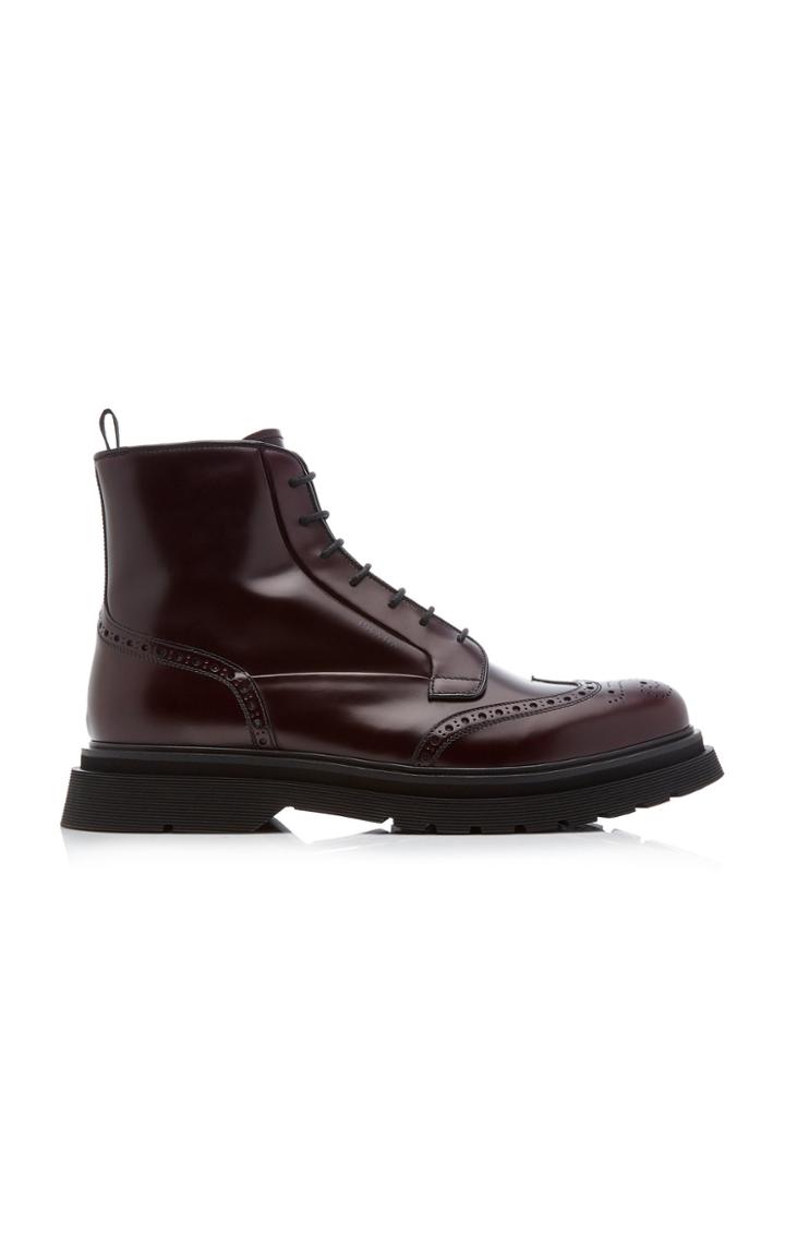 Prada Cordovan Leather Ankle Boots