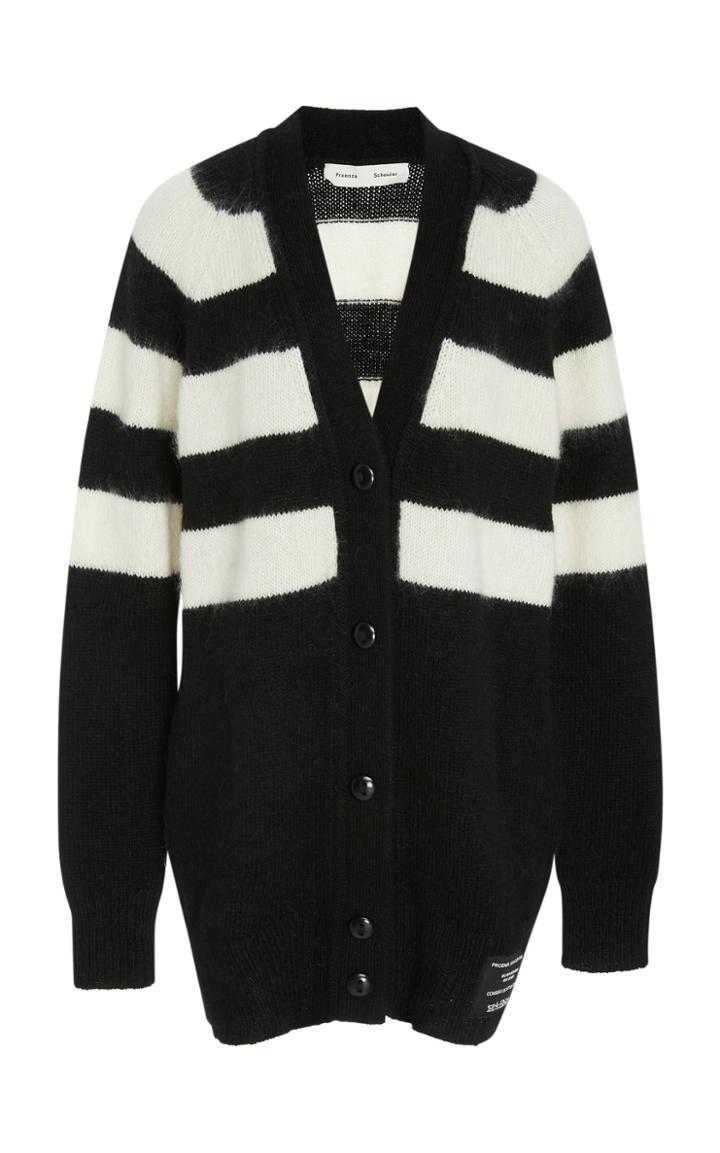 Proenza Schouler Pswl Striped Brushed Felt Cardigan