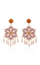 Mercedes Salazar Flower Earrings With Crystal