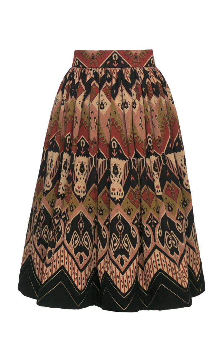 Lena Hoschek Nevada Pleated Printed Cotton Skirt