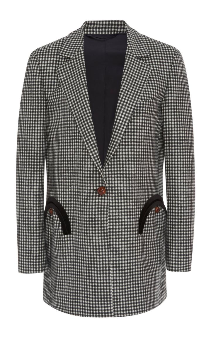 Blaz Milano Velvet-trimmed Plaid Wool-crepe Blazer