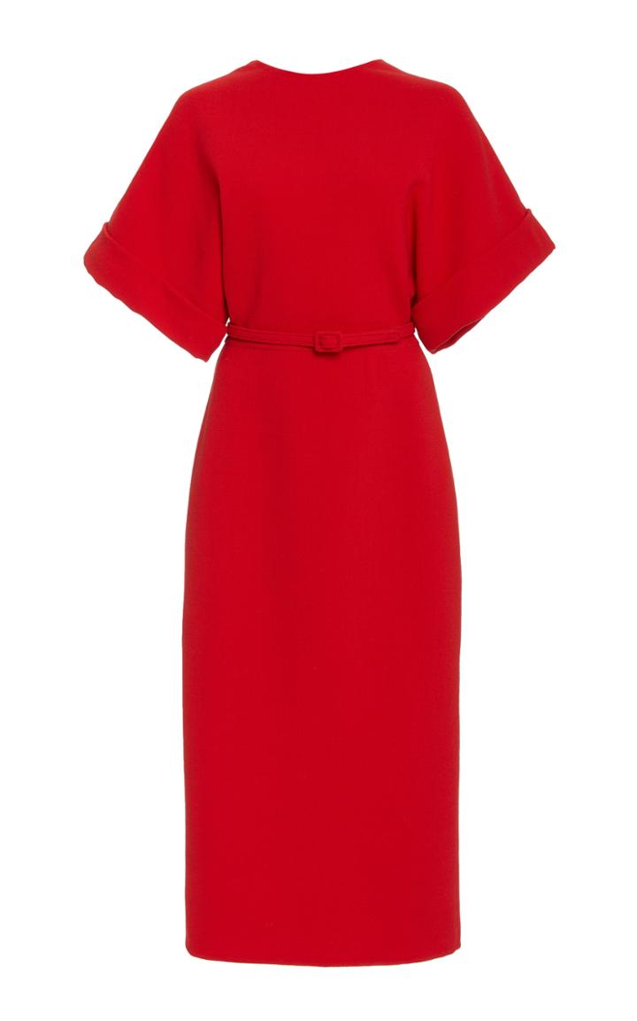 Moda Operandi Oscar De La Renta Belted Wool-blend Midi Dress