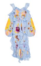 Yuliya Magdych Pansies Ruffle Midi Dress