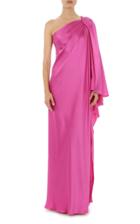 Moda Operandi Alberta Ferretti One-shoulder Cape-sleeve Silk Satin Gown