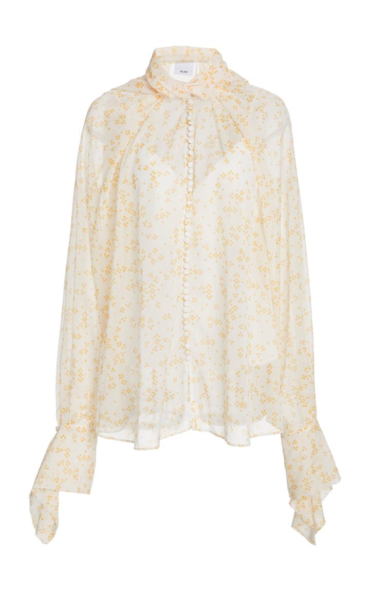 Moda Operandi Acler Cathedral Printed Georgette Tie-neck Top