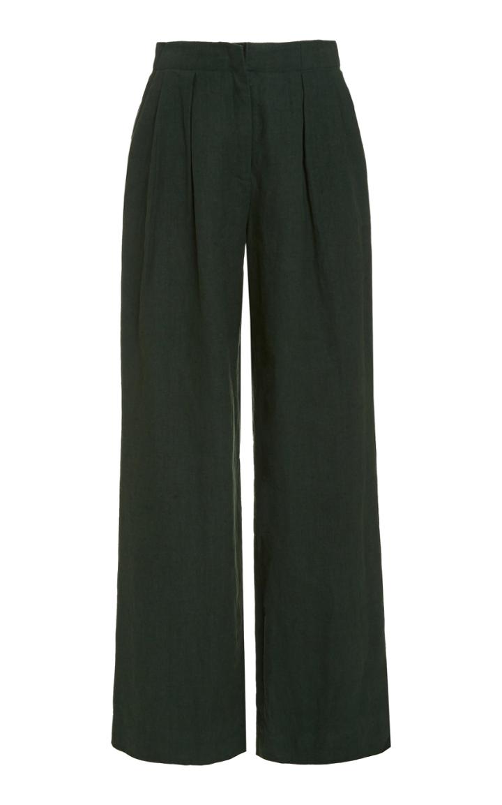 Moda Operandi Sablyn Maverick Pleated Linen Wide-leg Pants
