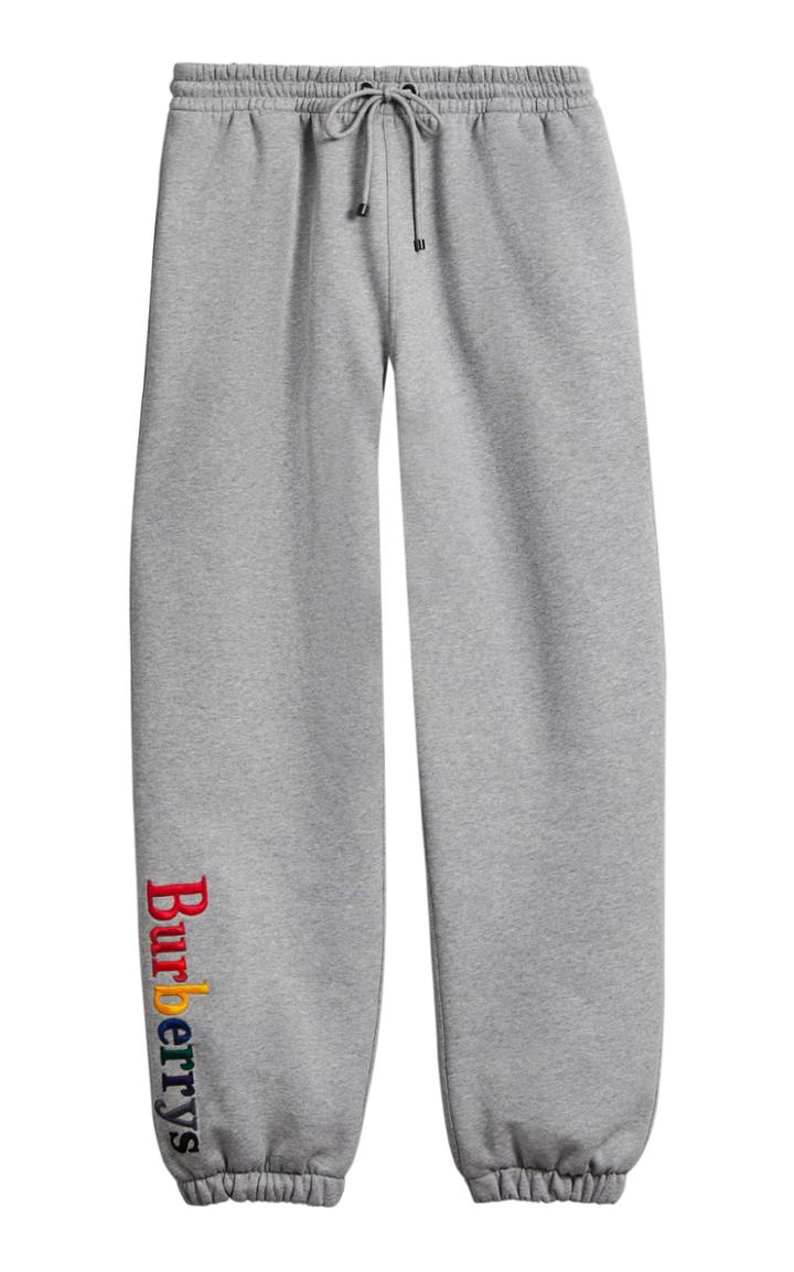 Burberry Embroidered Cotton Blend Sweatpants