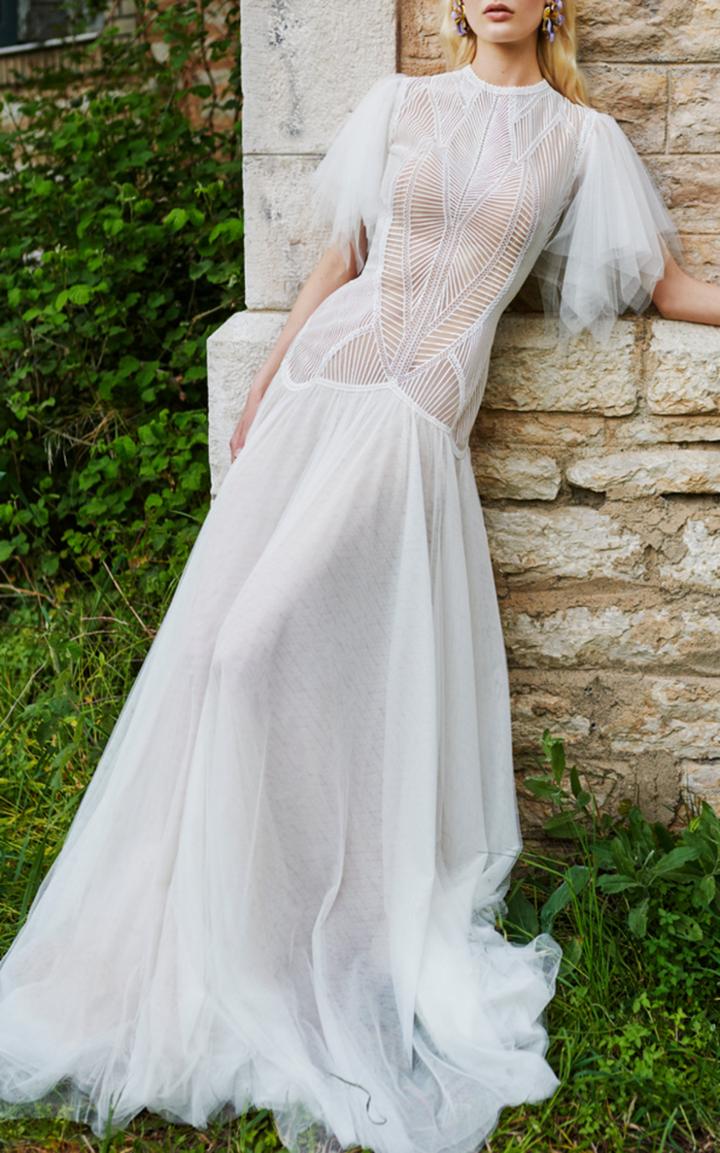 Costarellos Bridal Angel-sleeve Gown