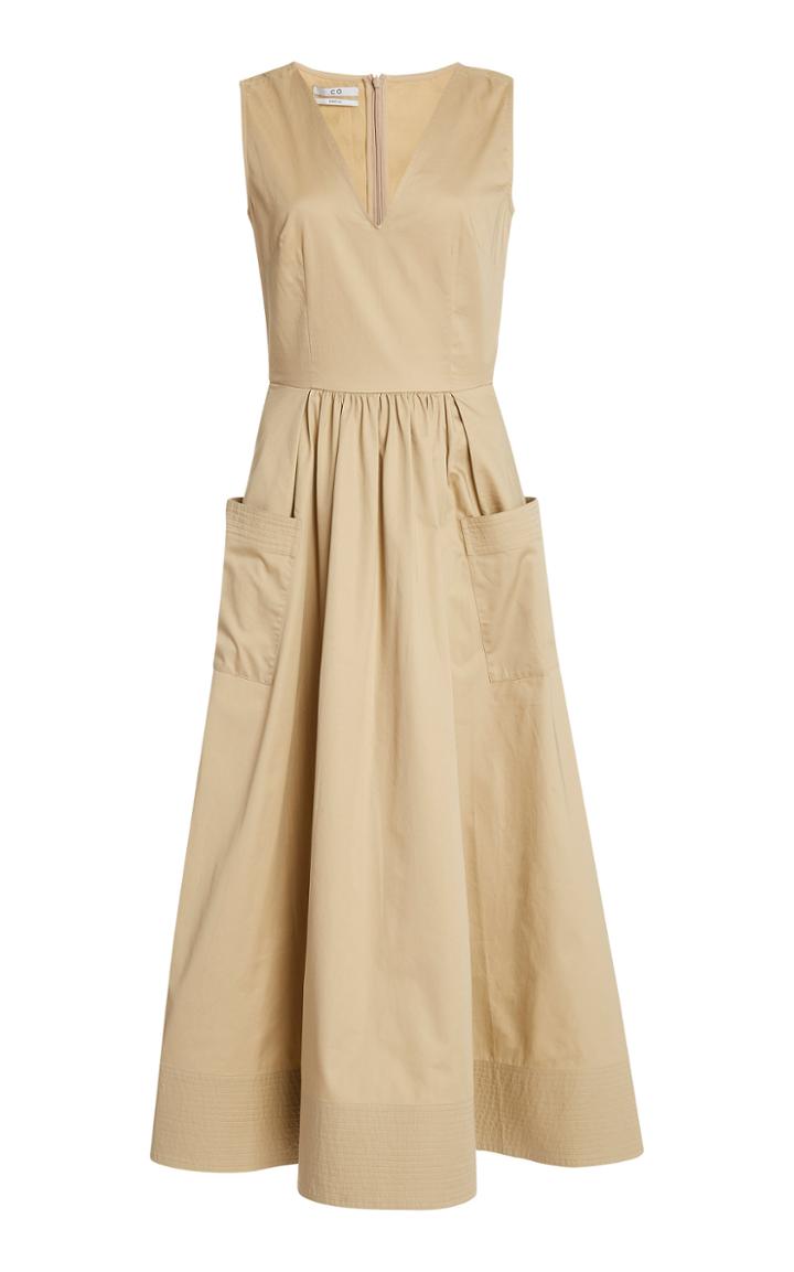 Co Pleated Cotton-sateen Midi Dress
