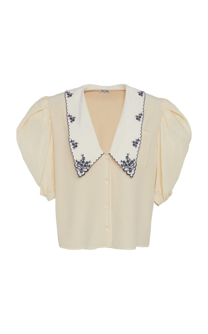 Miu Miu Collared V-neck Button Down Top