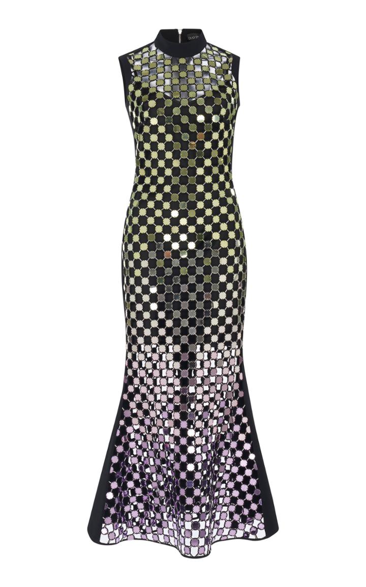 David Koma Sleeveless Embroidered Cady Midi Dress