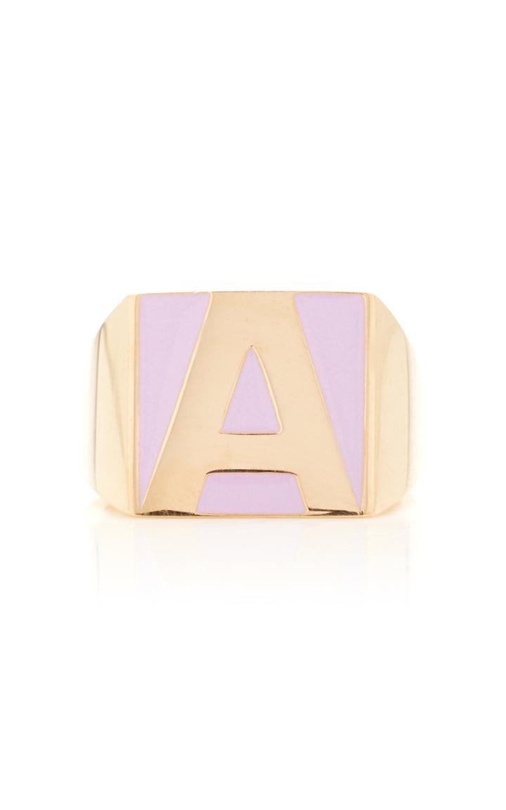 Moda Operandi Alison Lou Superlou Lavender Enamel Letter Ring Size: 4.5