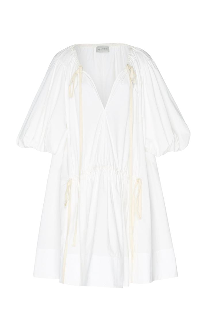 Lee Mathews Elsie Tie-detailed Cotton-blend Mini Dress