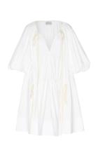 Lee Mathews Elsie Tie-detailed Cotton-blend Mini Dress