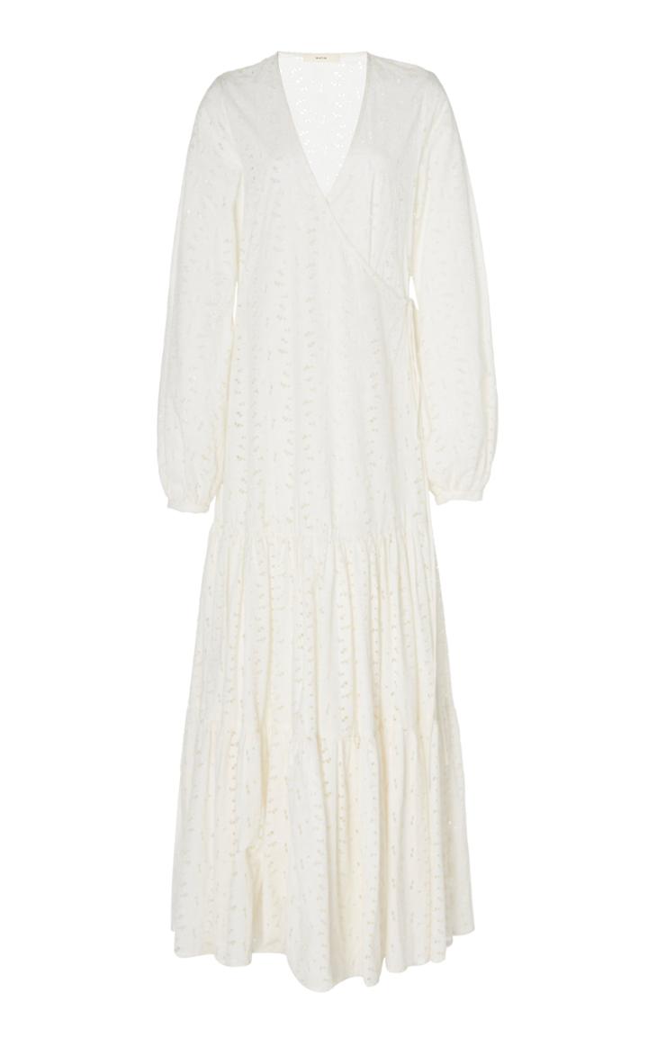 Matin Floral Broderie Anglaise Cotton Maxi Dress Size: 8