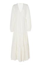 Matin Floral Broderie Anglaise Cotton Maxi Dress Size: 8