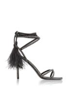Valentino Upflair Feather-trimmed Crystal-embellished Suede Sandals
